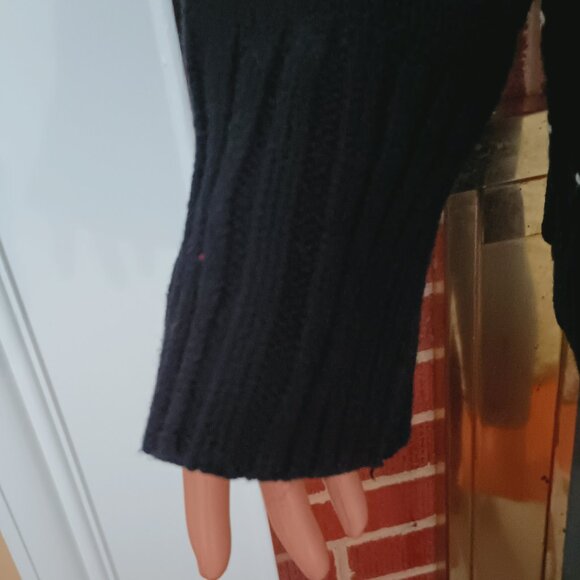 Chaps Mock Turtleneck Ski Sweater XL Womens Black & White Stretch - Picture 5 of 8